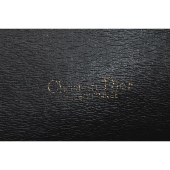 Retro Dior Black Leather 2-way Shoulder Bag or Clutch w Gold Accents - Picture 10 of 11